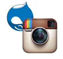 Druplicon looking through an instagram camera.