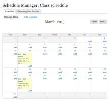 A screenshot of the Calendar-based Date set Management UI