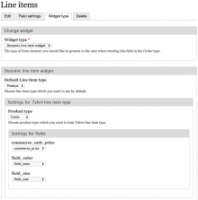 Dynamic commerce line item widget settings