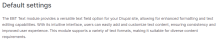EPT Text default settings