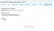 Screenshot of the OpenSTV counting form