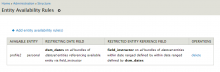 Shows a table describing an "availability rule"