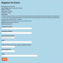 Evanced Registration form