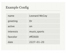 Custom HTML element populated by block config.