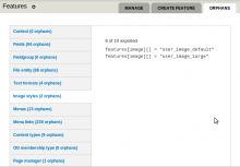 Screenshot of the Features Orphans interface.