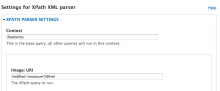 xpath settings to extract URL from data source
