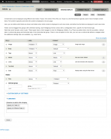 Field display configuration showing library settings