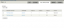 Flag Application Module Screen Shot of the Administration page