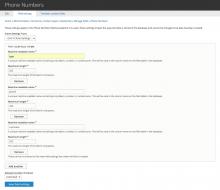 The field storage settings form (defines custom database columns for this field)