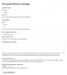 Admin configuration page for Focused History module settings