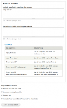 Settings form