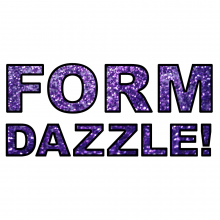 Sparkling purple text that says “FORMDAZZLE!”