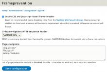 Frameprevention 8.x-1.0 configuration form