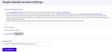 Google Calendar Service config page