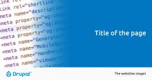 Sample image composition consisting of a screenshot of source code, the Drupal logo and a title text.