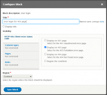 HTTP Client error status block configuration page