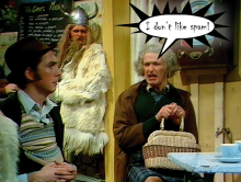 Monty Phyton spam skit still image.
