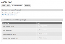 Infusionsoft User integration.