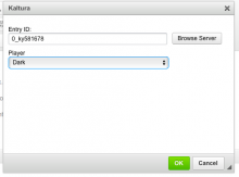 Screenshot from the CKEditor Kaltura dialog