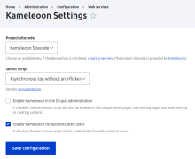 Kameleoon settings in Drupal administration.