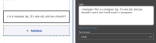 Screenshot showing code block functionality.