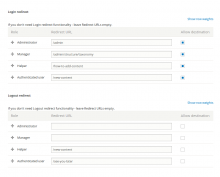 Login And Logout Redirect Per Role settings page