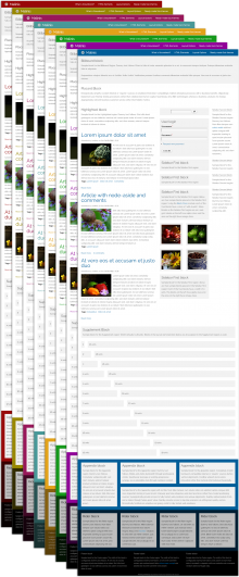 Screenshot of Malinis sub-theme in different color schemes.