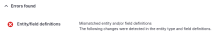 Mismatched entity and/or field definitions error