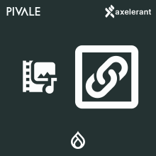 Media Entity Link graphic featuring a multimedia icon and a large link icon.