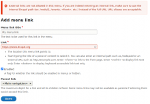 Menu item with an external link fails to save