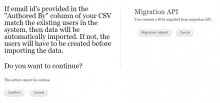 Migration Confirmation Page