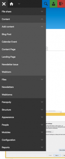 Admin Menu Responsive at mobile width