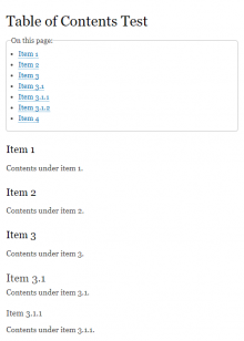 Simple Table of Contents Block