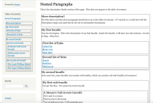 screenshot of page with nested paragraphs and matching table of contents