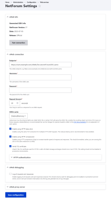 NetForum xWeb API module settings.