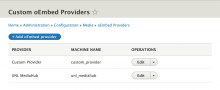 Custom oEmbed providers listing page