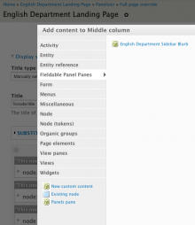 The CTools content type modal screen