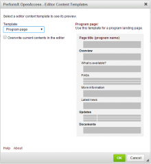 PerformX OpenAccess templages