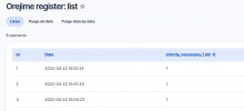 Screen capture of cookies user response list