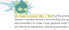 Demonstration of an overflowing image with container div highlighted.