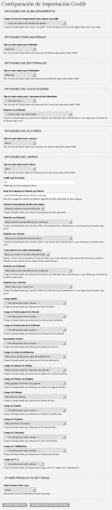 Geslib Module settings screenshot