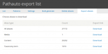 Pathauto export