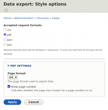 PDF format settings