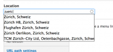 Autocomplete with Zurich suggestions
