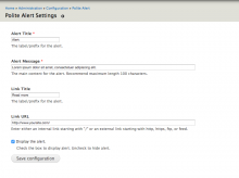 Polite Alert settings screen