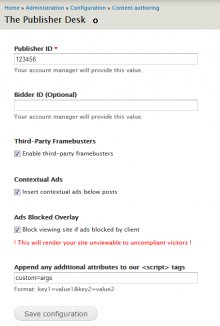 module configuration form