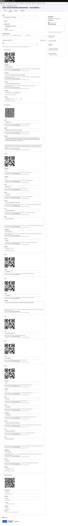 QR code fields