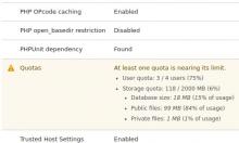 Detailed quota information on status page