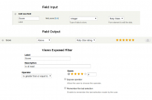 Raty as a field input, field formatter (output) or Views exposed filter