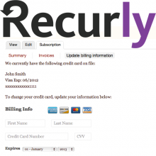 Recurly logo and payment page